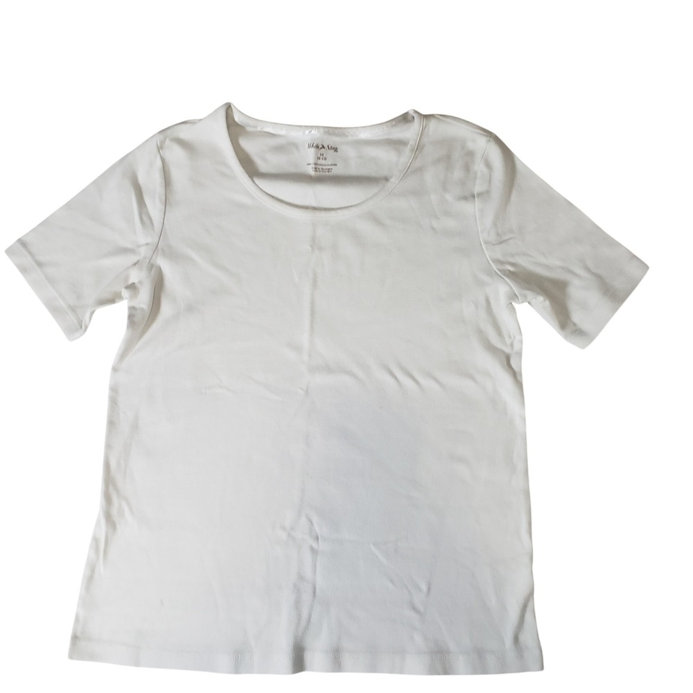 White Stag Womens White Cotton Scoop Neck Short Sleeve T-Shirt Size M 8-10